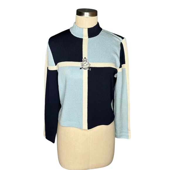 St. John Sport by Marie Gray Sweaters - ST. JOHN SPORT Blue White Checkered Santana Knit Pullover Sweater Women's Small